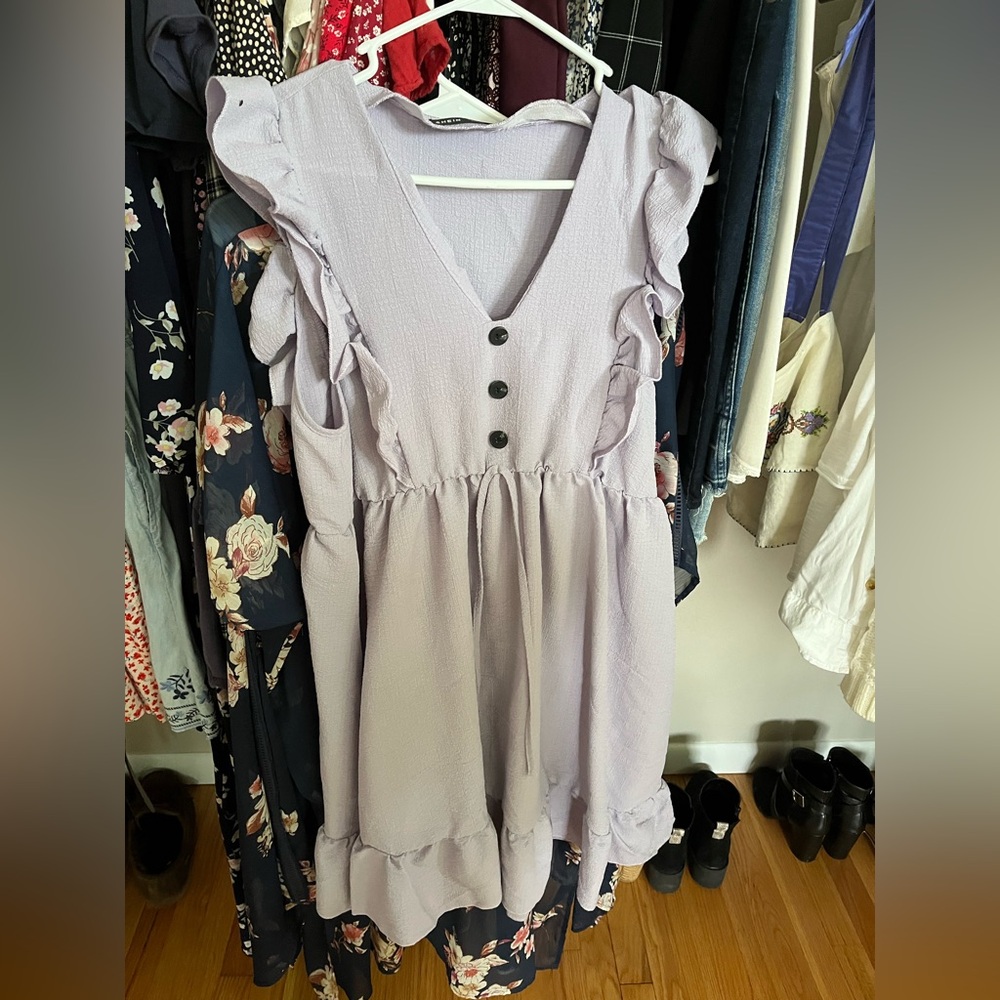 SHEIN Light Purple Buttoned Dress